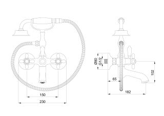 Смеситель для ванны с душем Wonzon & Woghand Retro WW-88639020-PG глянцевое золото